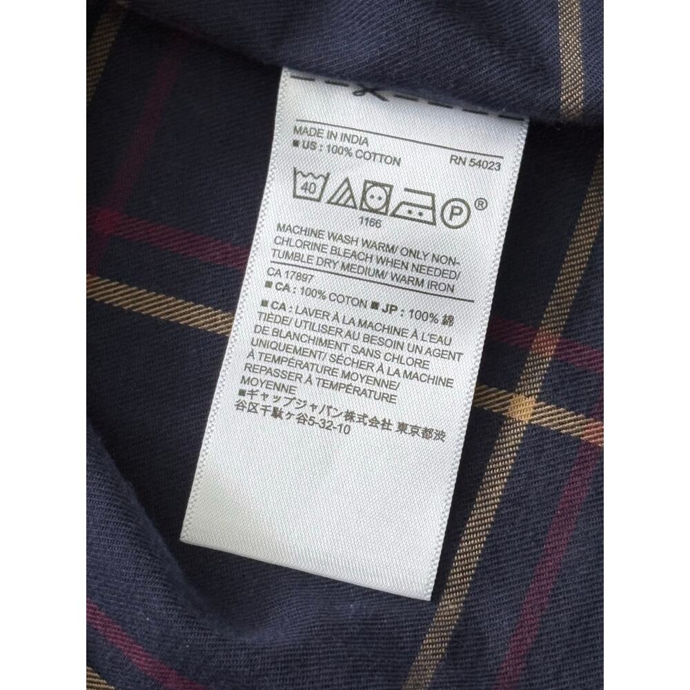 Banana Republic Untucked Standard-Fit Button-Down Cotton Navy Plaid Men’s Size L - Picture 5 of 7